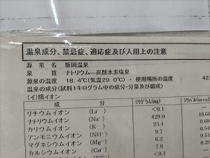 いいおか潮騒ホテル 温泉分析書の写真です