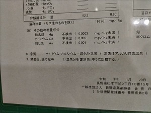 やいづマリンパレス 温泉分析書の写真です