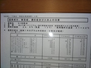 ホテルカアナパリ 温泉分析書の写真です